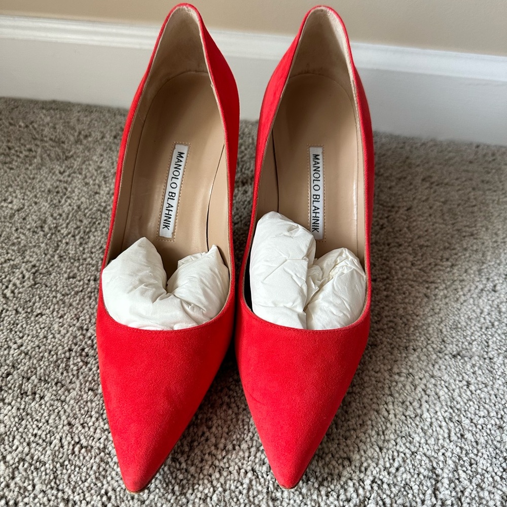 Manolo Blahnik red heels size 38 1/2